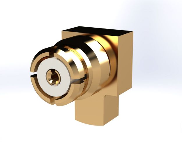 SMP Female Miter Right Angle, Small Body, to .047 Semi Rigid, P659-1CC