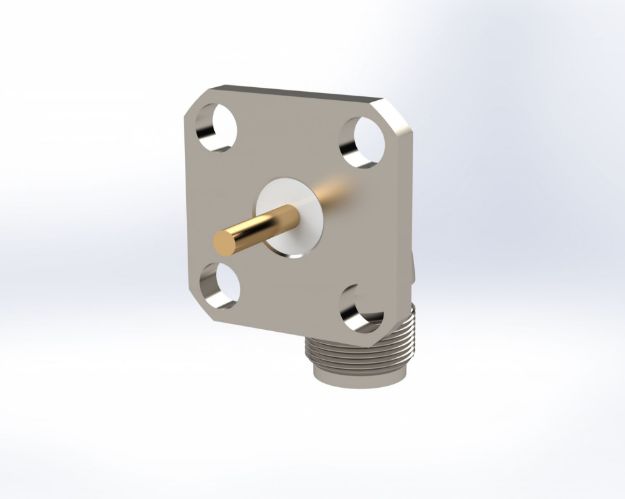 SMA Female Radius Right Angle, 4-Hole, Vertical Slot (.028), 5581-3CCSF