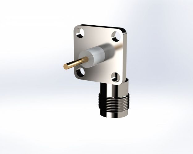 Radius Right Angle Flange Mount Female Connector, 9030CCSF