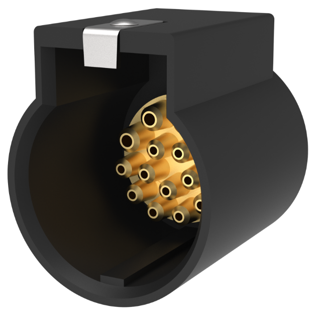 Quick Disconnect Keyhole Shorting Receptacle, Non-environmental, 15 Position, Pin Contacts, CB02-15P-1